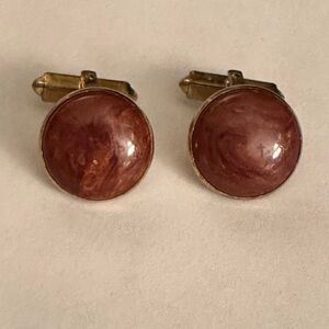 Vintage Gold Plate Resin Cabochon Cufflinks